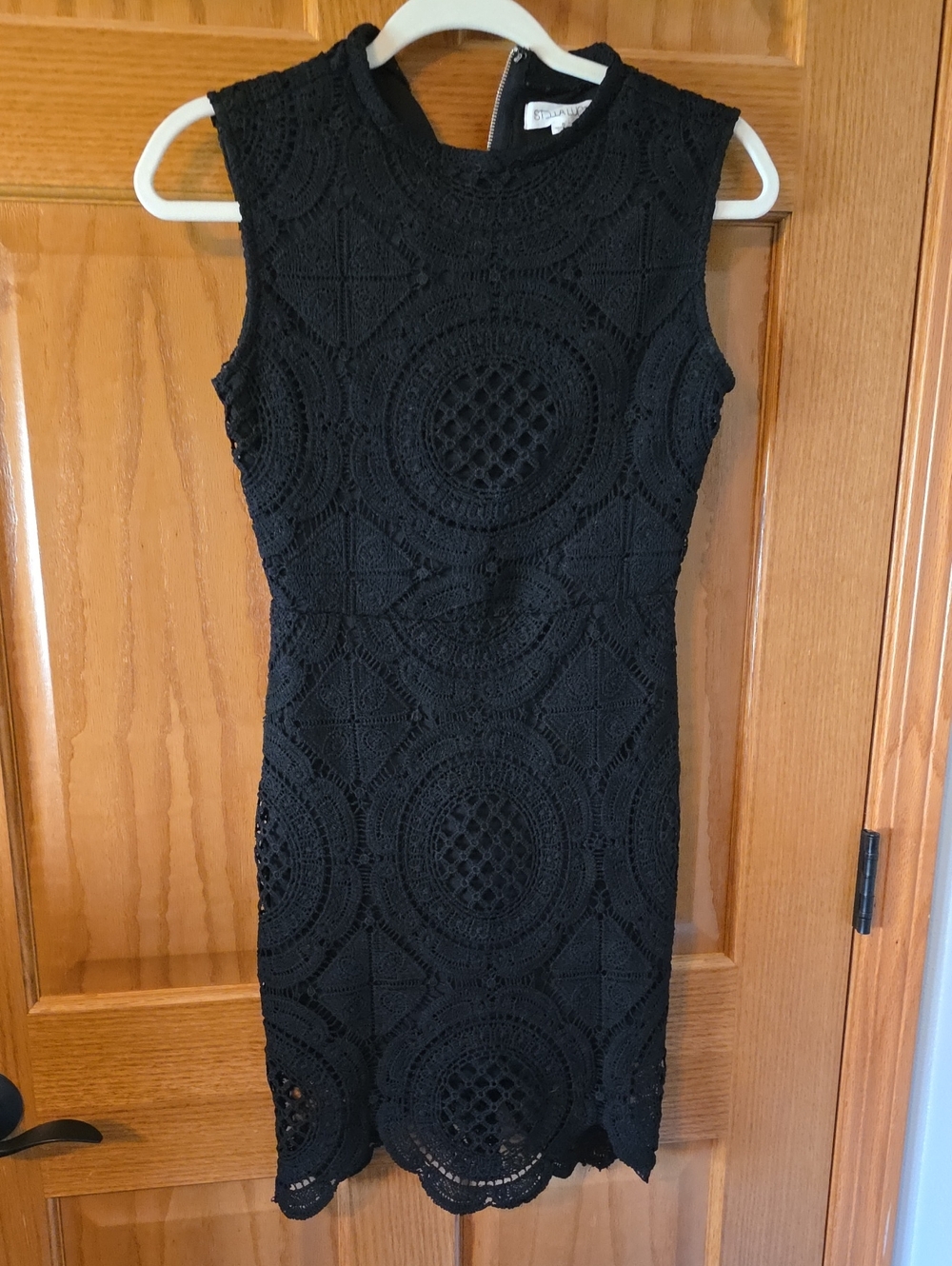 Stella Luce Black Crochet Mini Dress